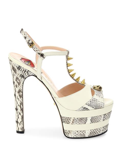 gucci white snakeskin platform sandals